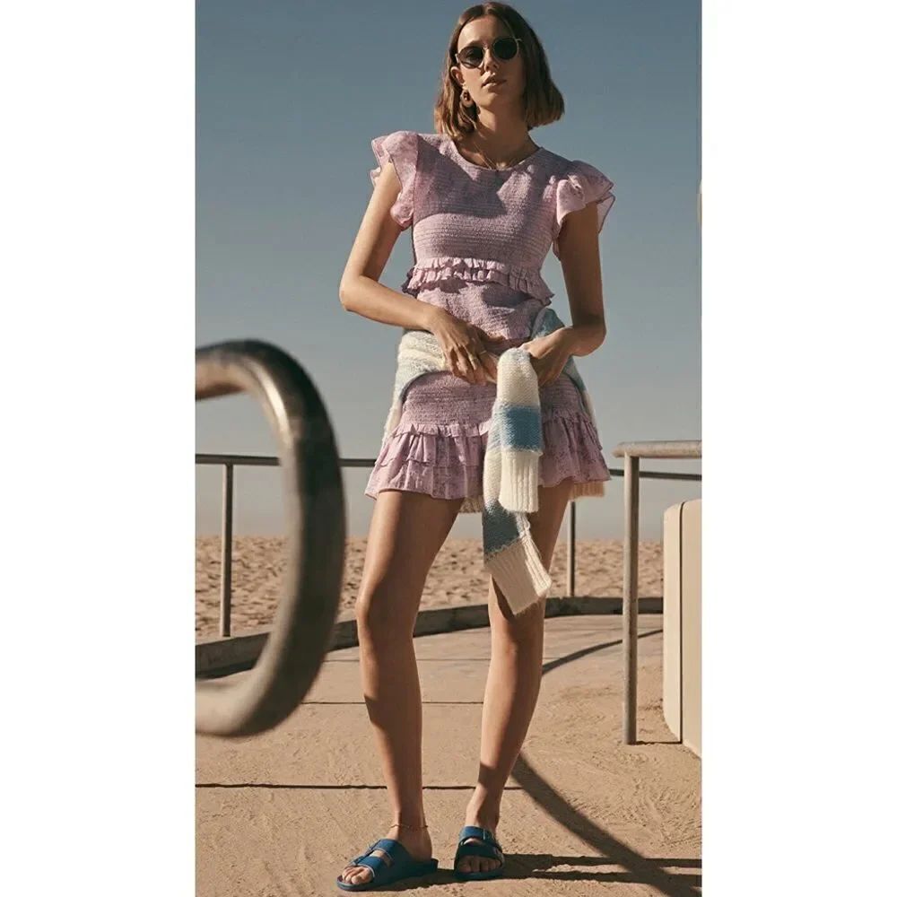 LoveShackFancy Aveline Cotton mini Dress - Passion Purple Lx Shophop Spring 2021